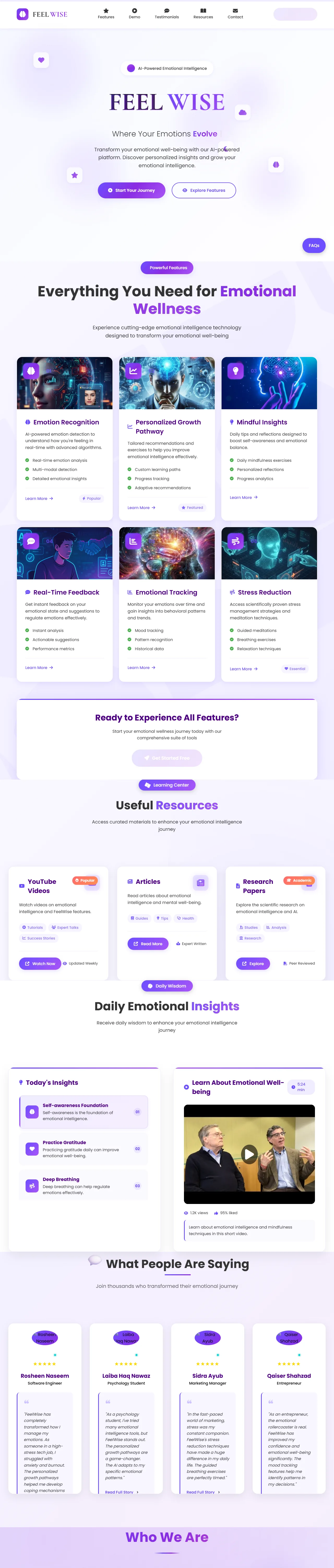 Screenshot of FeelWise — Emotion Detection System