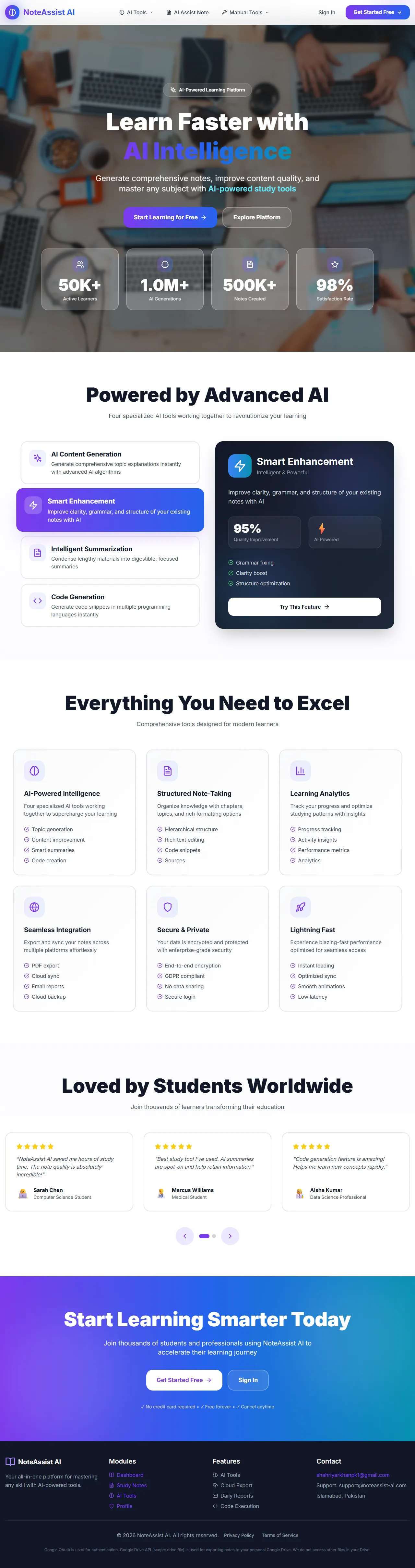 Screenshot of NoteAssist-AI — Productivity Platform